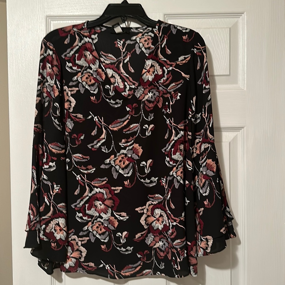 Alfani Black Floral Blouse